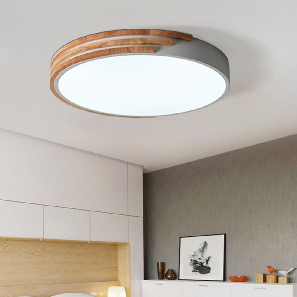 Round LED Dimmable Wood Ceiling Lamp - Lumpaz