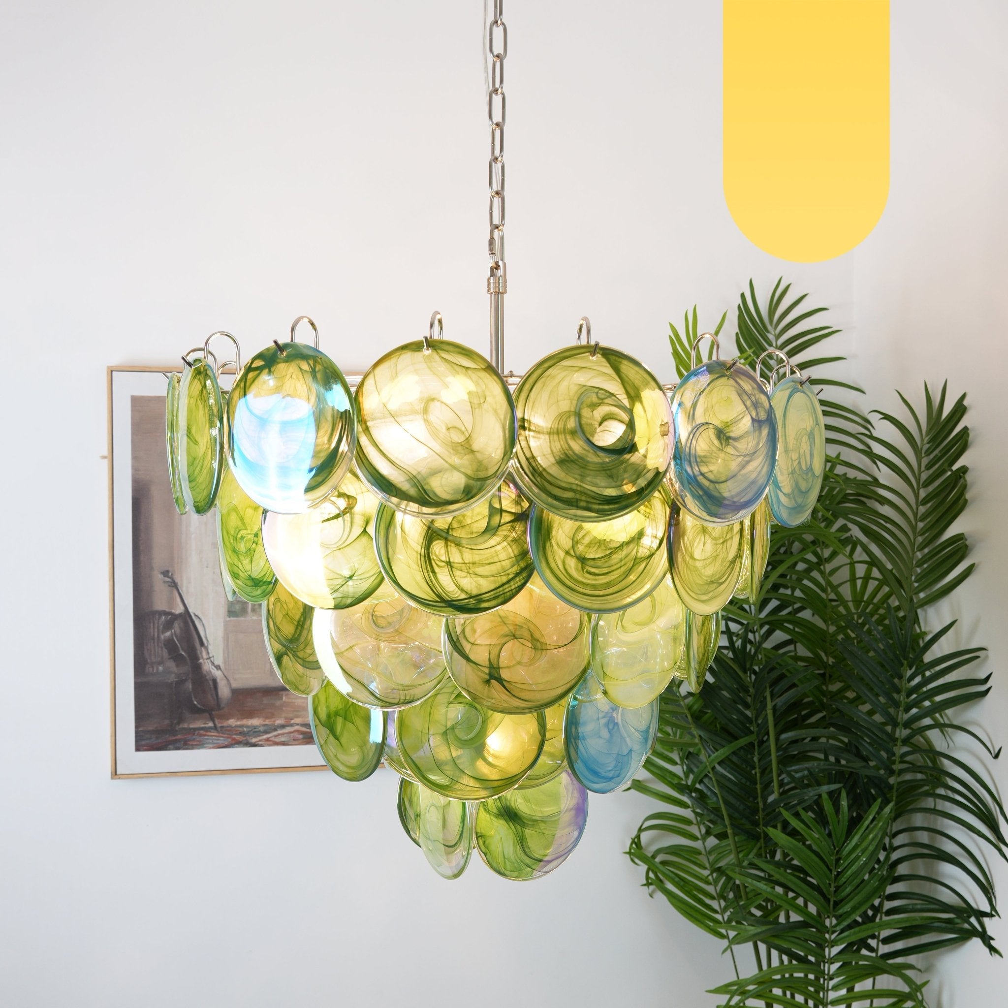 Green Murano Disc Chandelier - Lumpaz