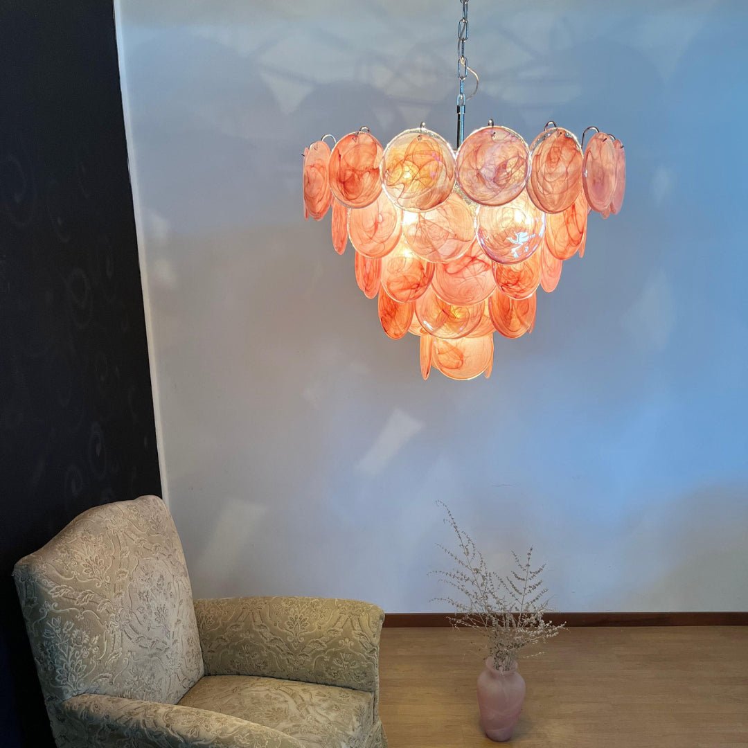 Pink Murano Disc Chandelier - Lumpaz