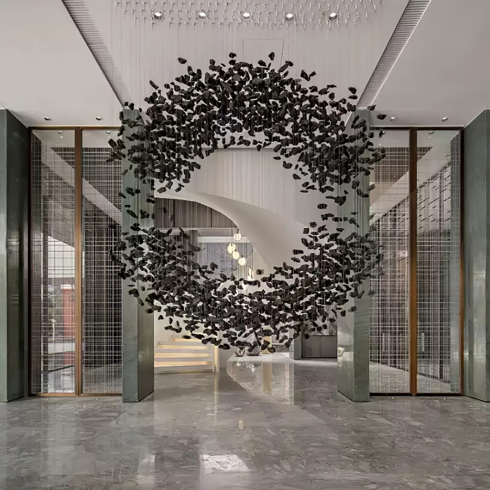 Charcoal Cascade Pixel Chandelier - Lumpaz
