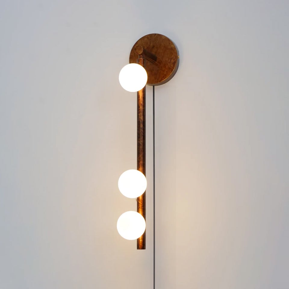 Brass Glass Tube Plug-in Wall Lamp - Lumpaz