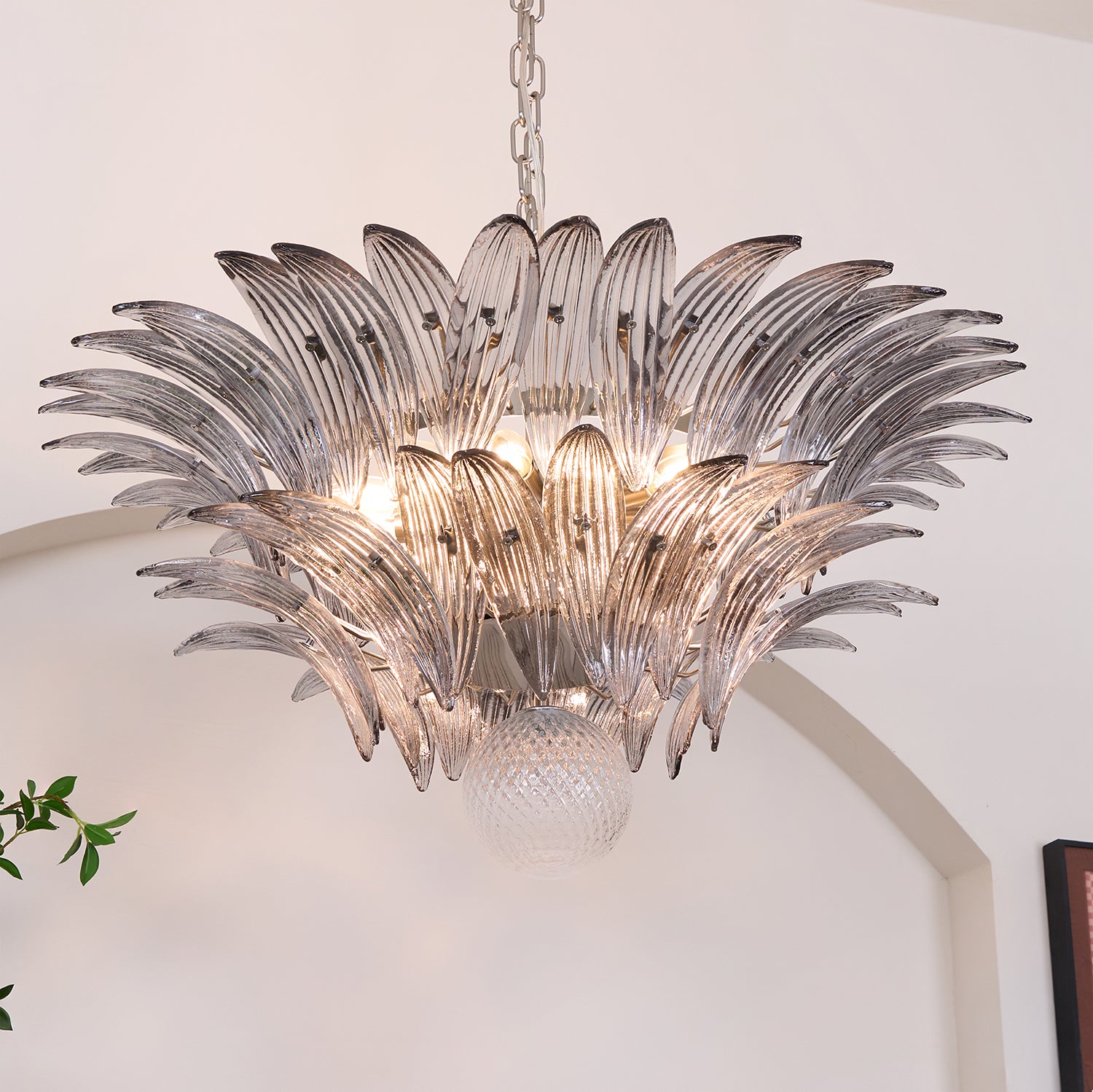 Murano Palmette Transparent Chandelier - Lumpaz