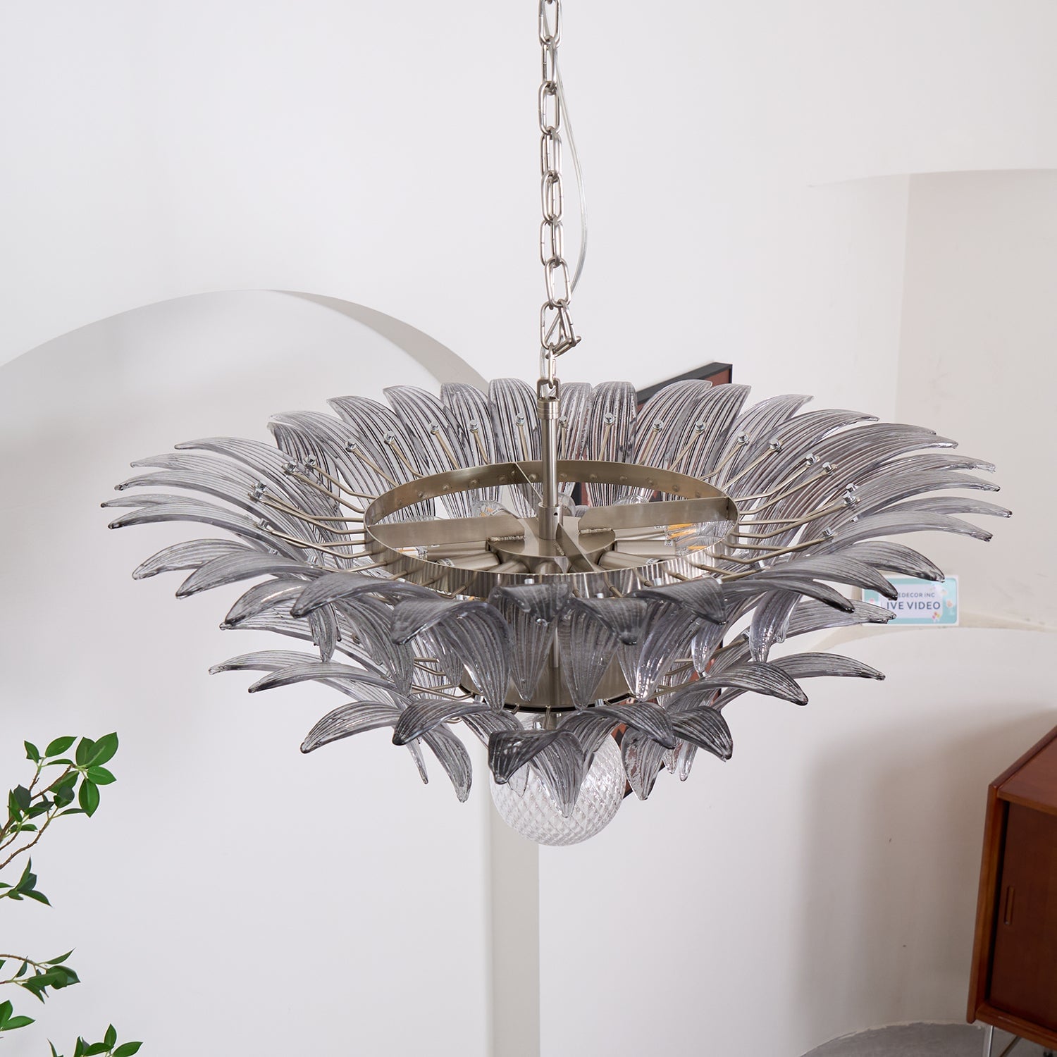 Murano Palmette Transparent Chandelier - Lumpaz