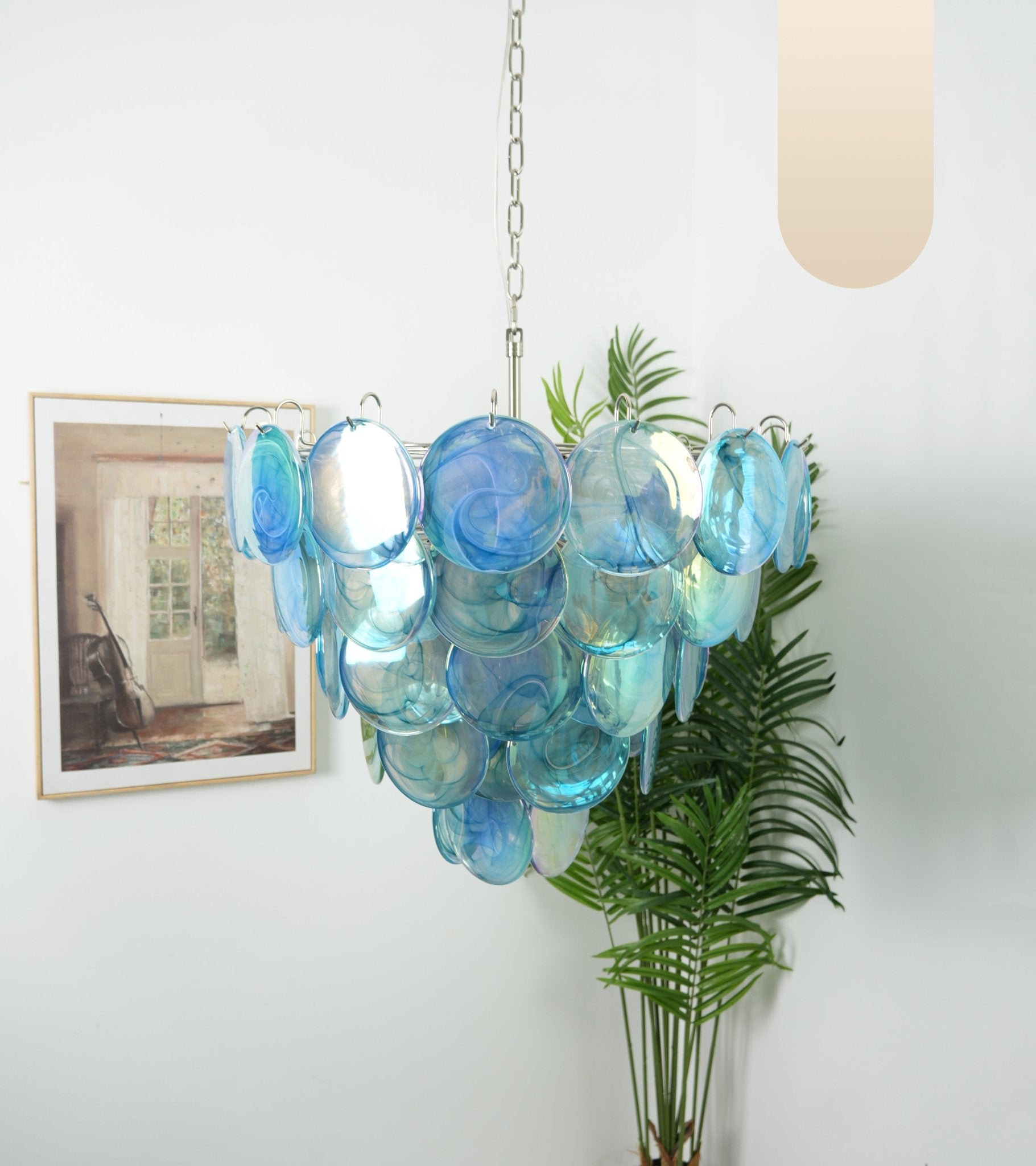 Blue Murano Disc Chandelier - Lumpaz