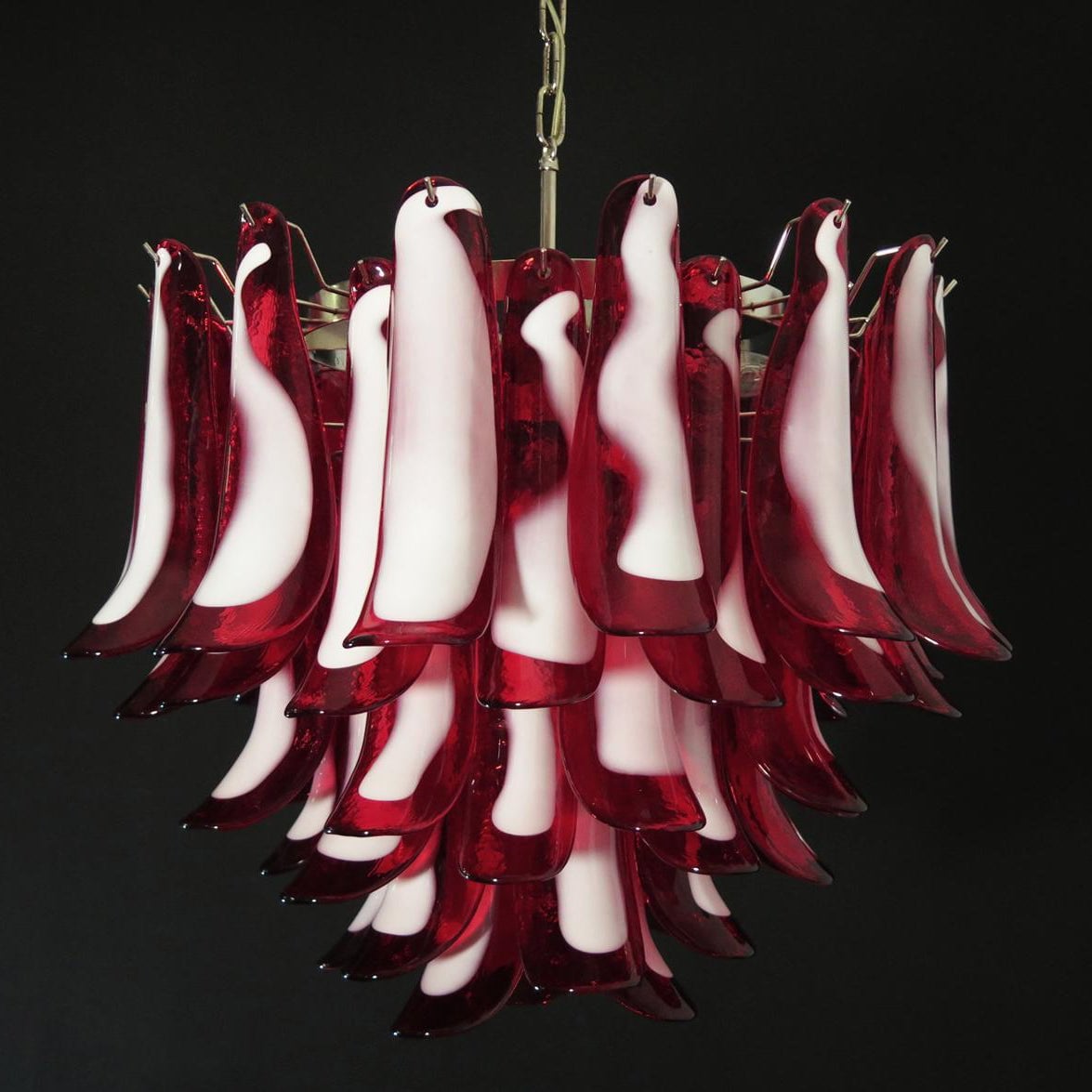 Red Glass Murano Petals Chandelier - Lumpaz