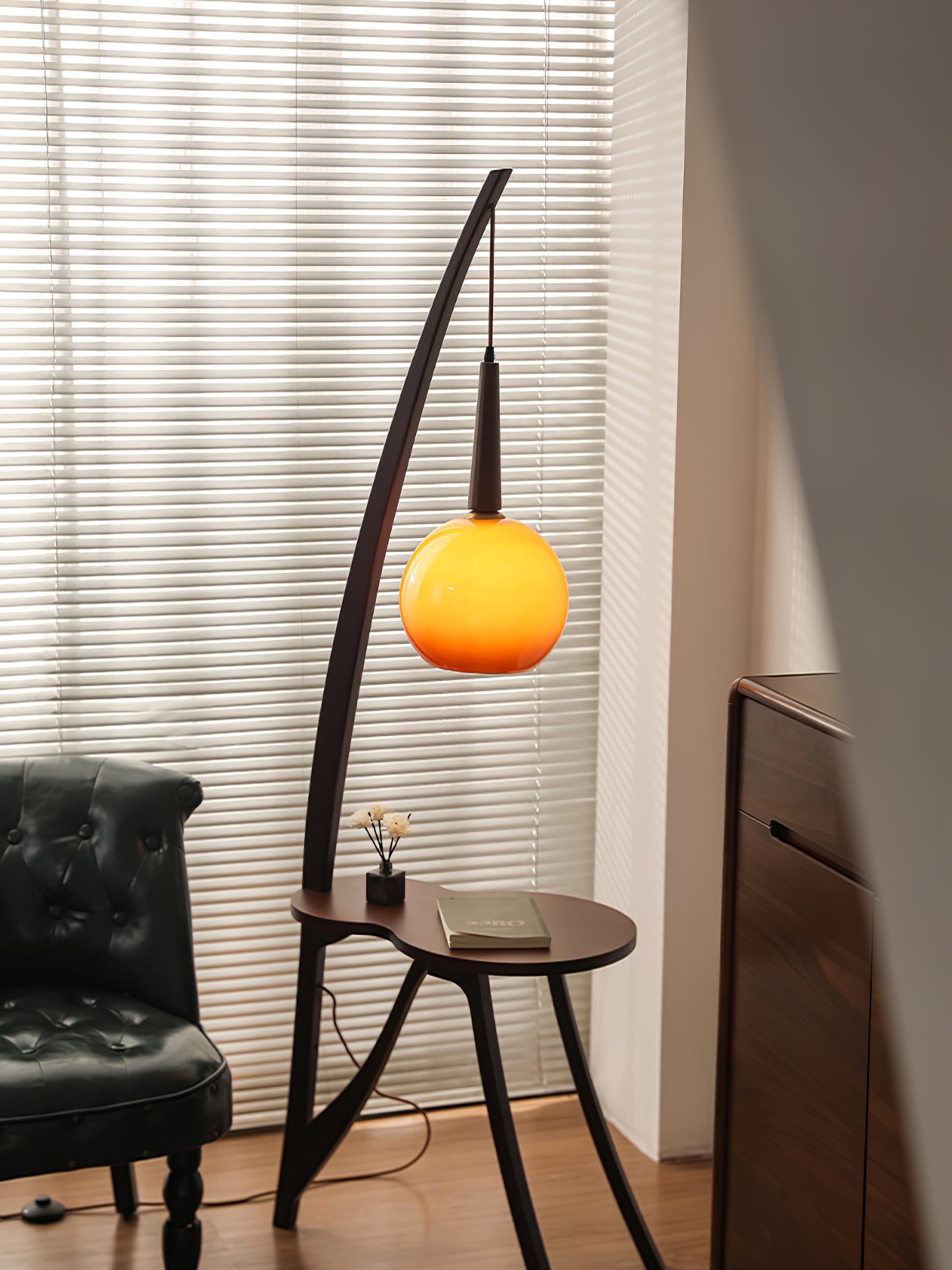 Arc Wood Hanging Floor Lamp - Lumpaz