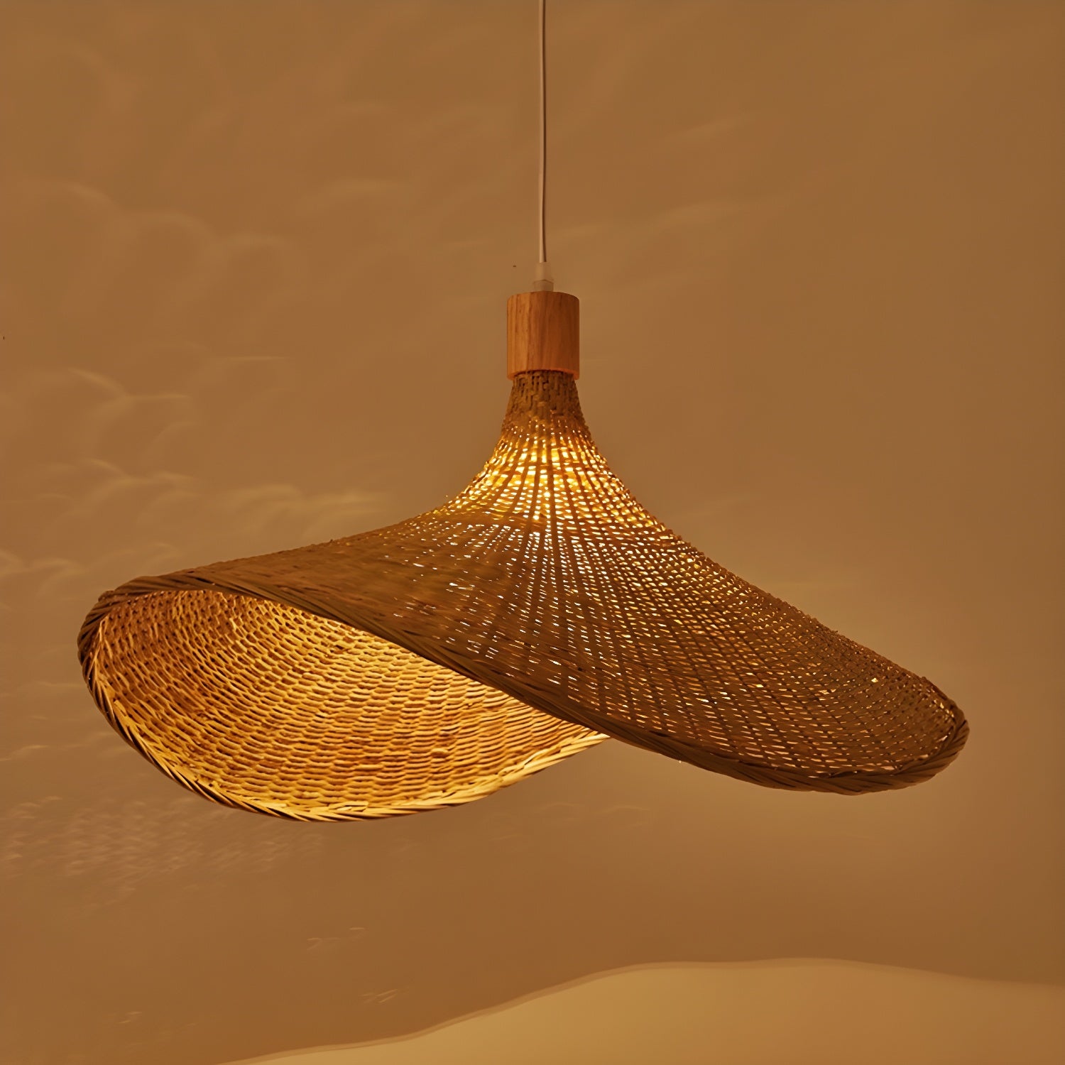 Rattan Weave Hat Pendant Light - Lumpaz