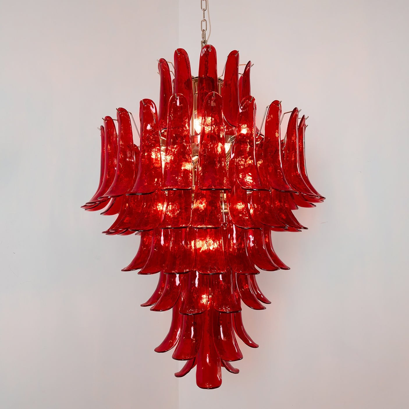 Murano Crimson Cascade Chandelier - Lumpaz