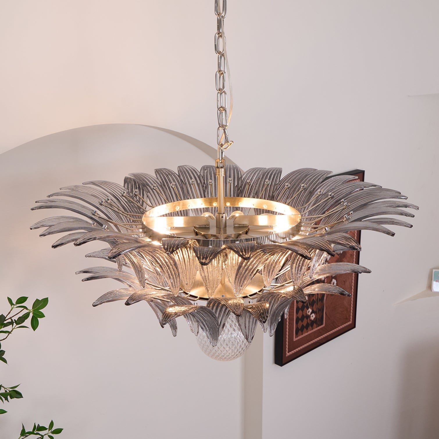 Murano Palmette Transparent Chandelier - Lumpaz