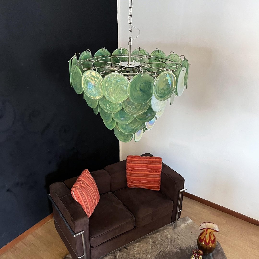 Green Murano Disc Chandelier - Lumpaz