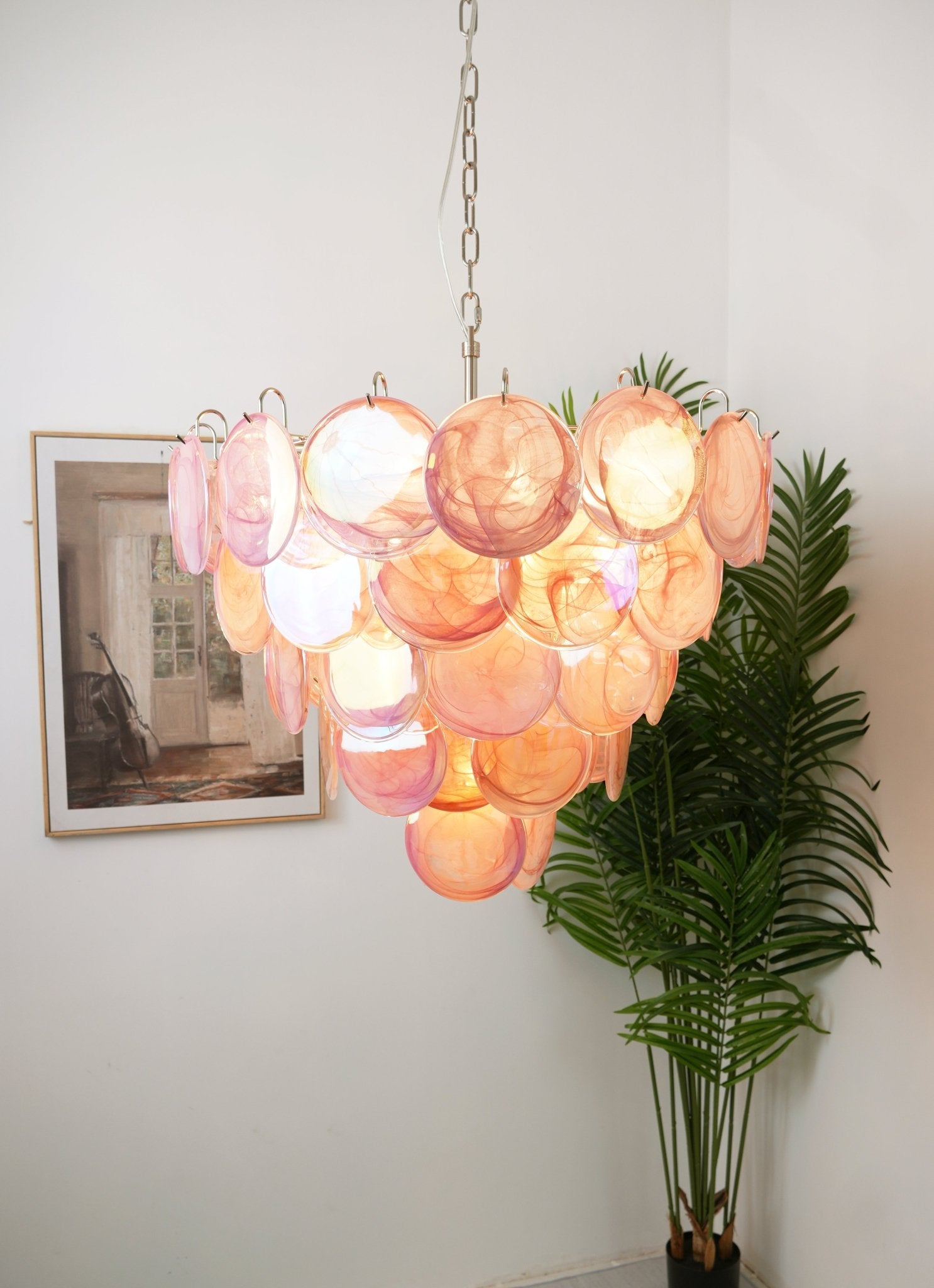 Pink Murano Disc Chandelier - Lumpaz