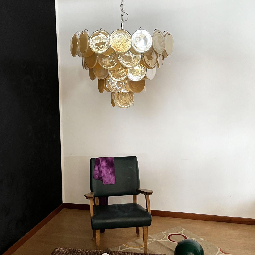 Orange Murano Disc Chandelier - Lumpaz