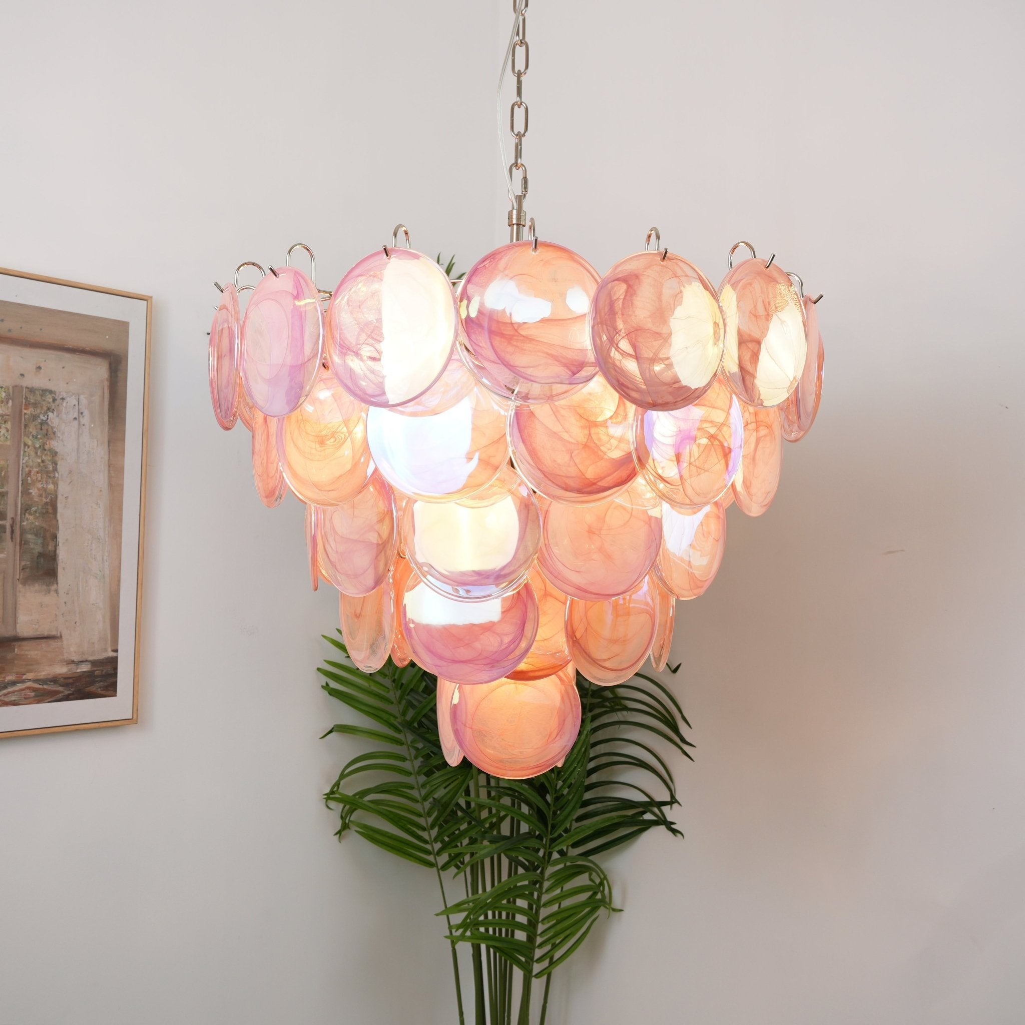 Pink Murano Disc Chandelier - Lumpaz