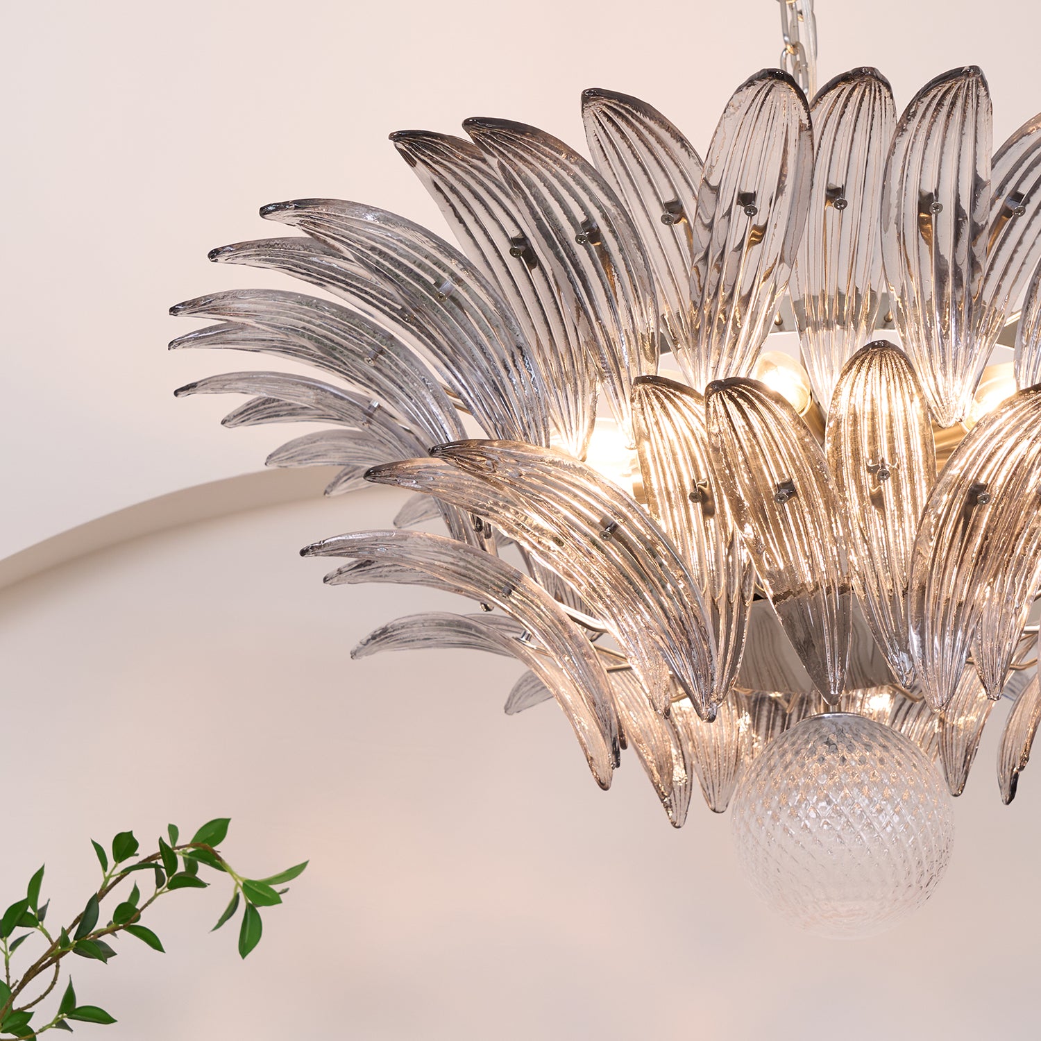 Murano Palmette Transparent Chandelier - Lumpaz