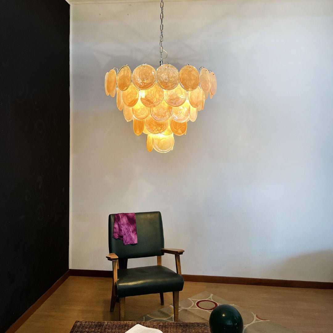 Orange Murano Disc Chandelier - Lumpaz