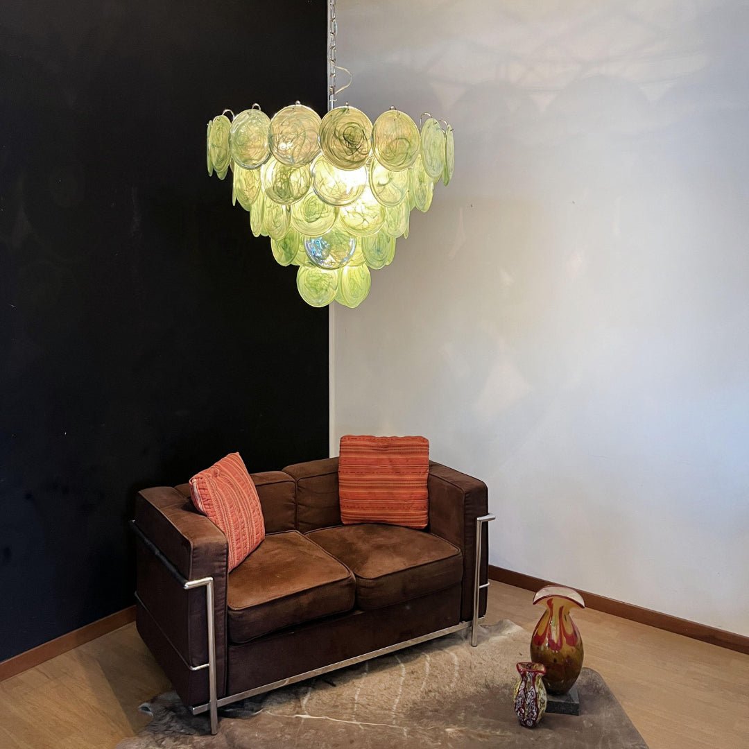 Green Murano Disc Chandelier - Lumpaz