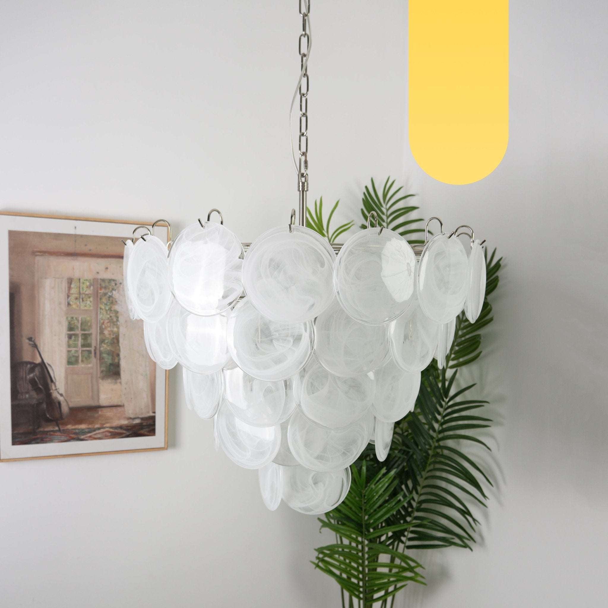 White Murano Disc Chandelier - Lumpaz