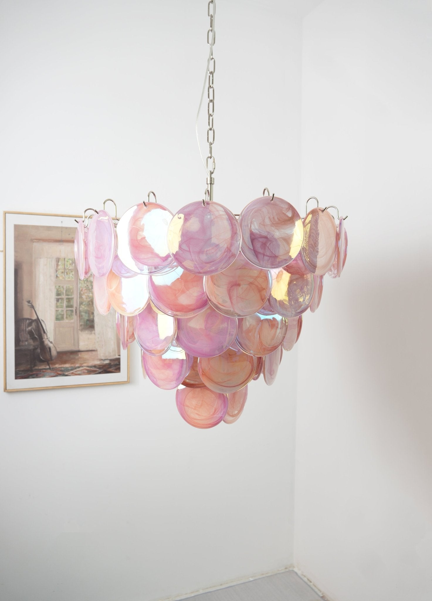 Pink Murano Disc Chandelier - Lumpaz