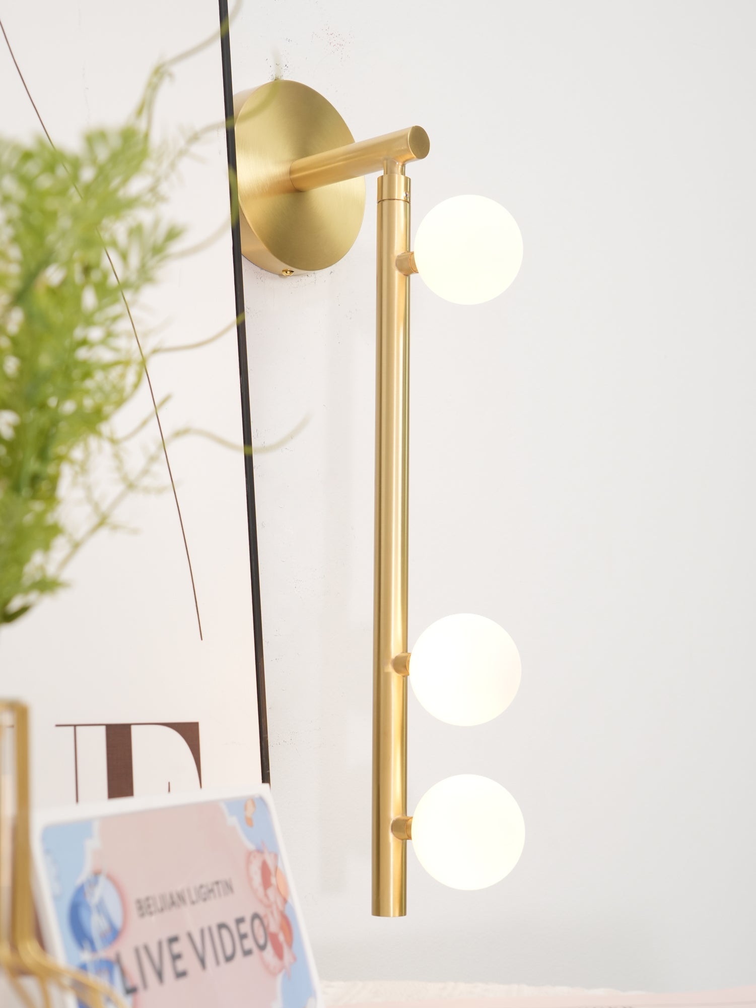 Brass Glass Tube Plug-in Wall Lamp - Lumpaz