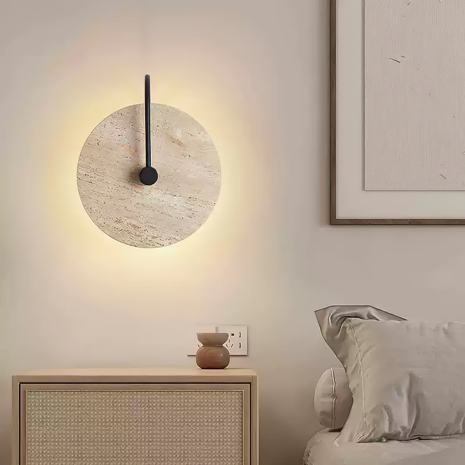 Round Travertine Wall Lamp - Lumpaz