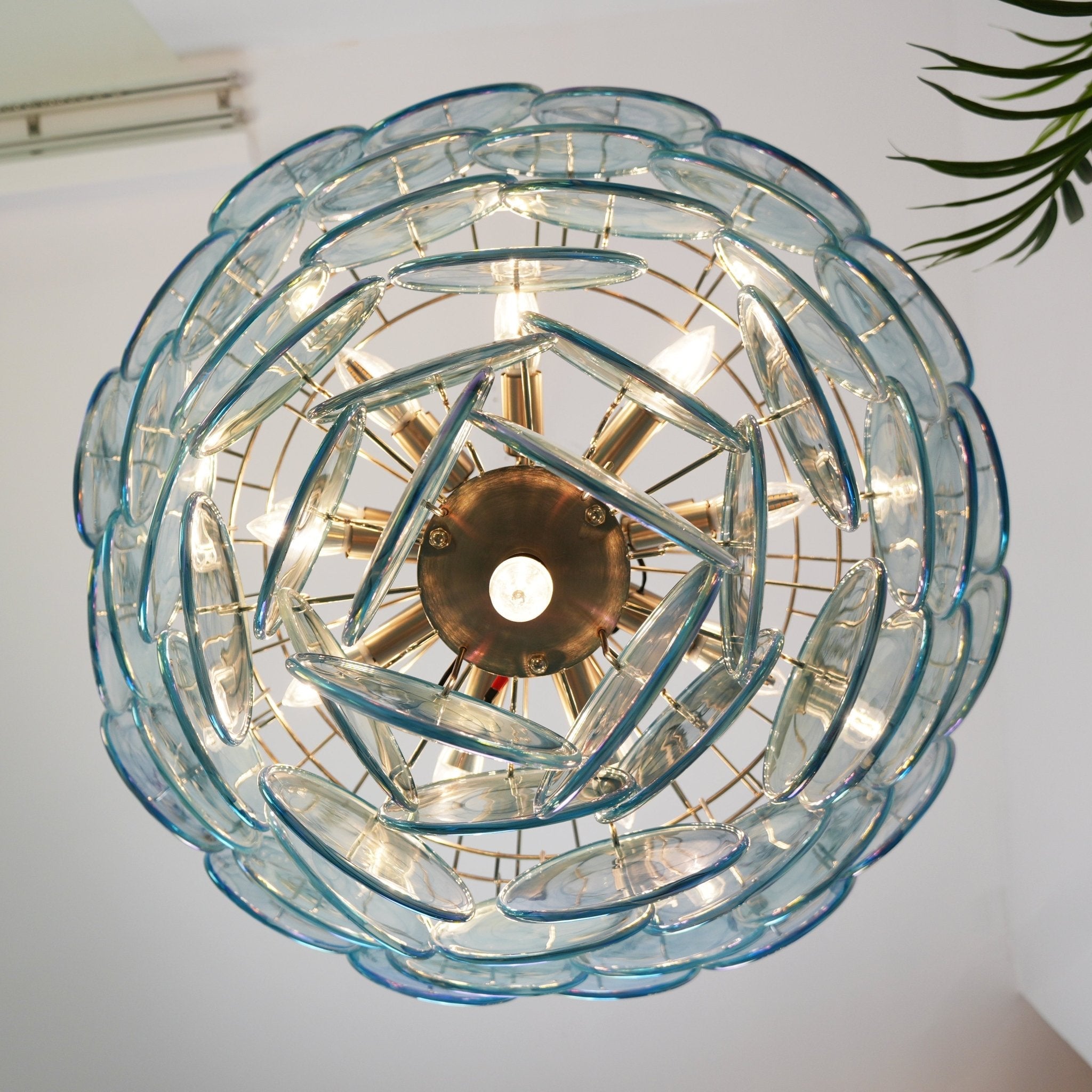 Blue Murano Disc Chandelier - Lumpaz
