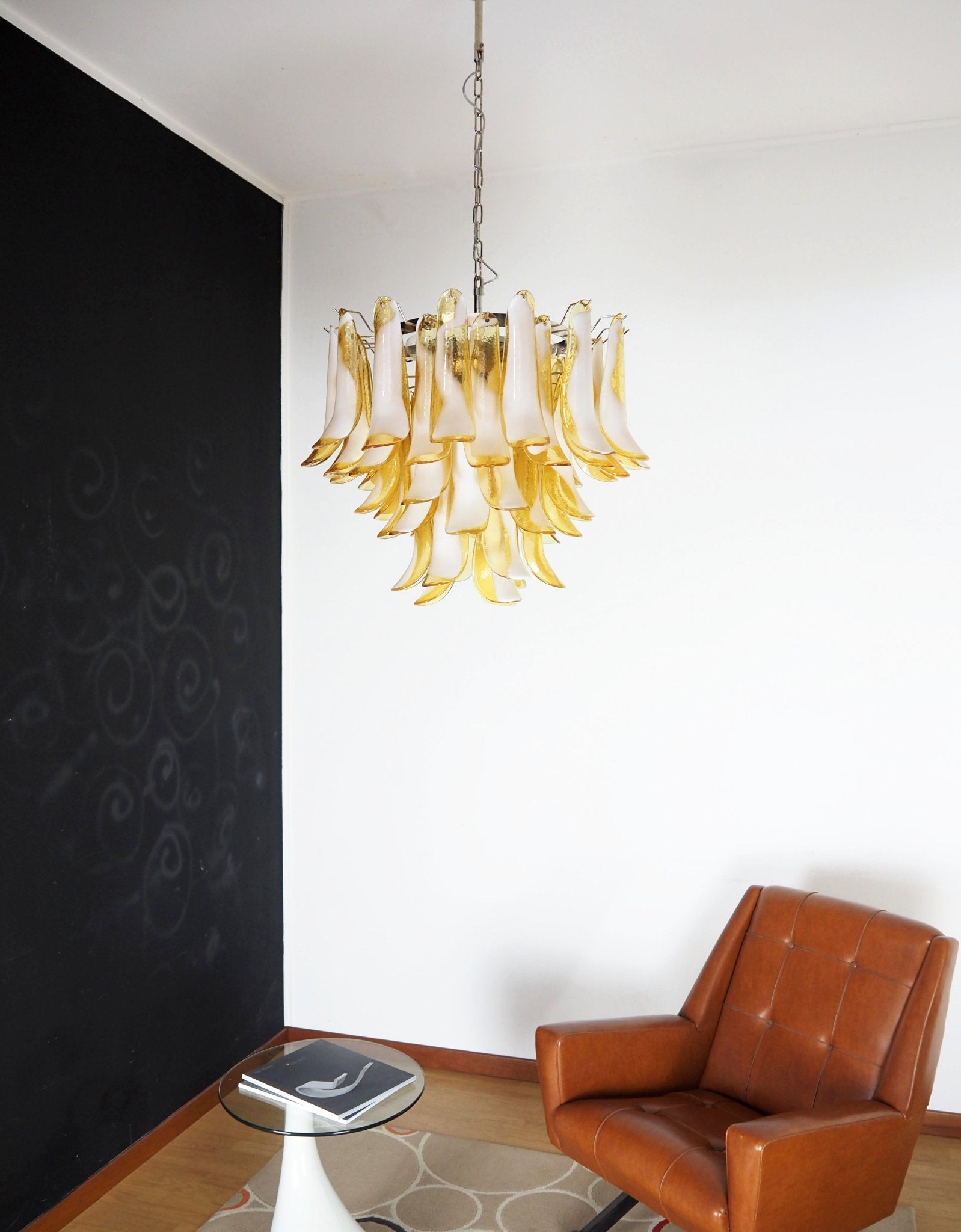 Amber Glass Murano Petals Chandelier - Lumpaz