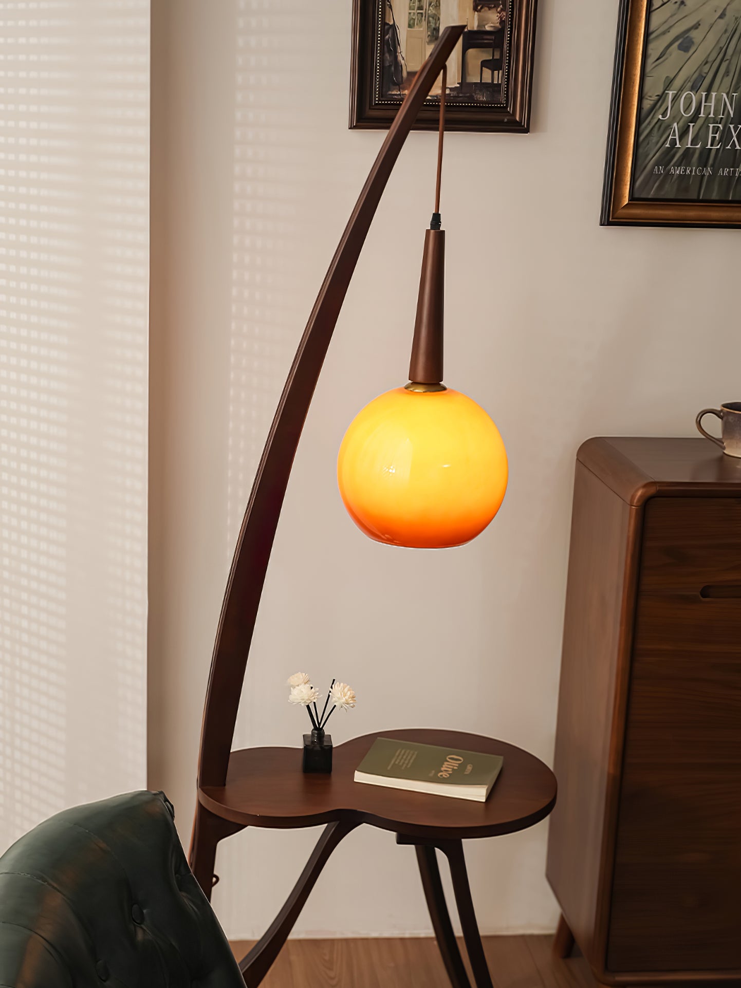 Arc Wood Hanging Floor Lamp - Lumpaz
