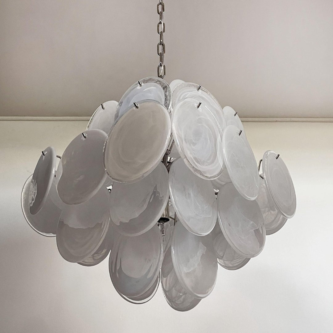 Isadora Murano White Disc Chandelier - Lumpaz