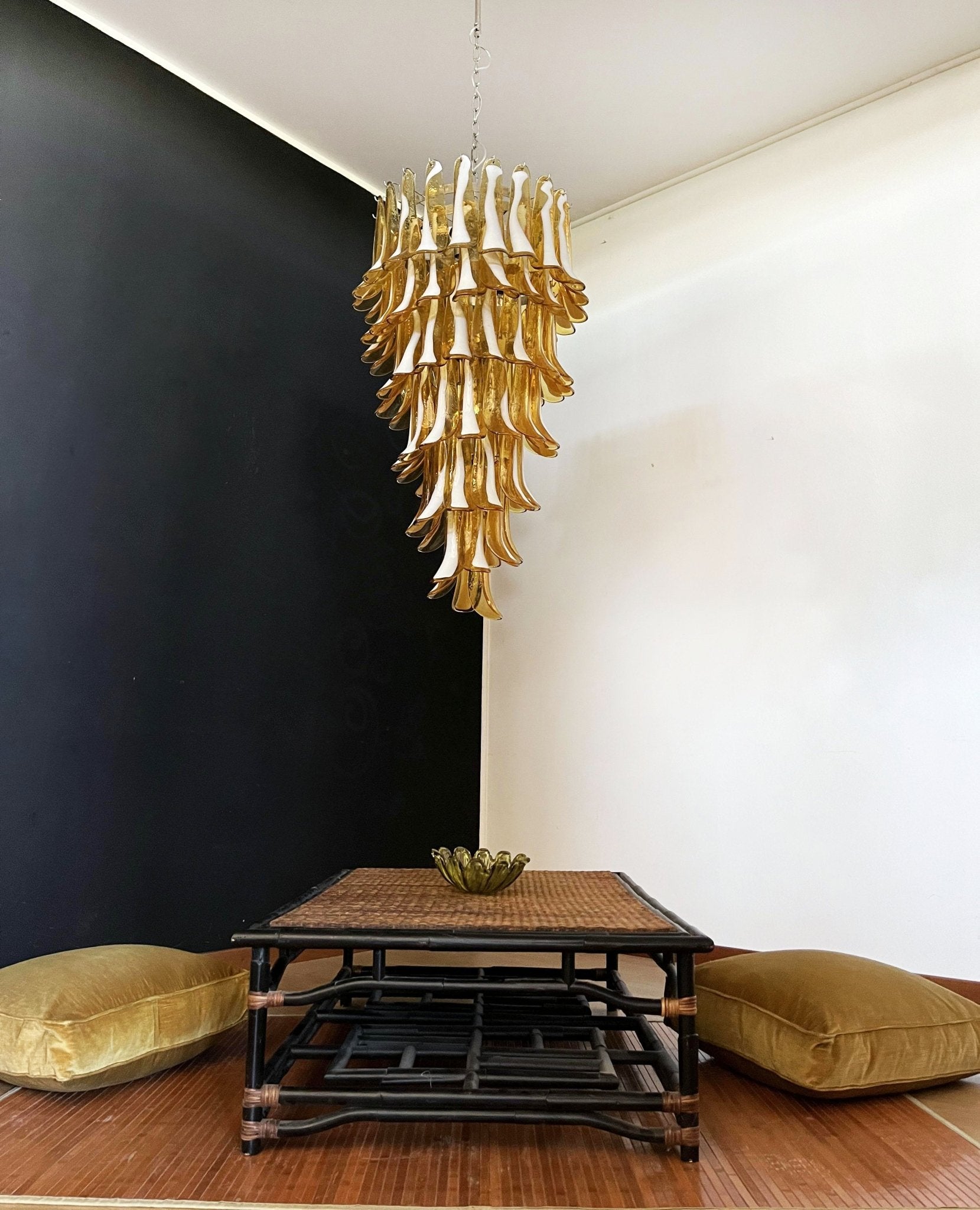 Murano Amber Petals Spiral Chandelier - Lumpaz