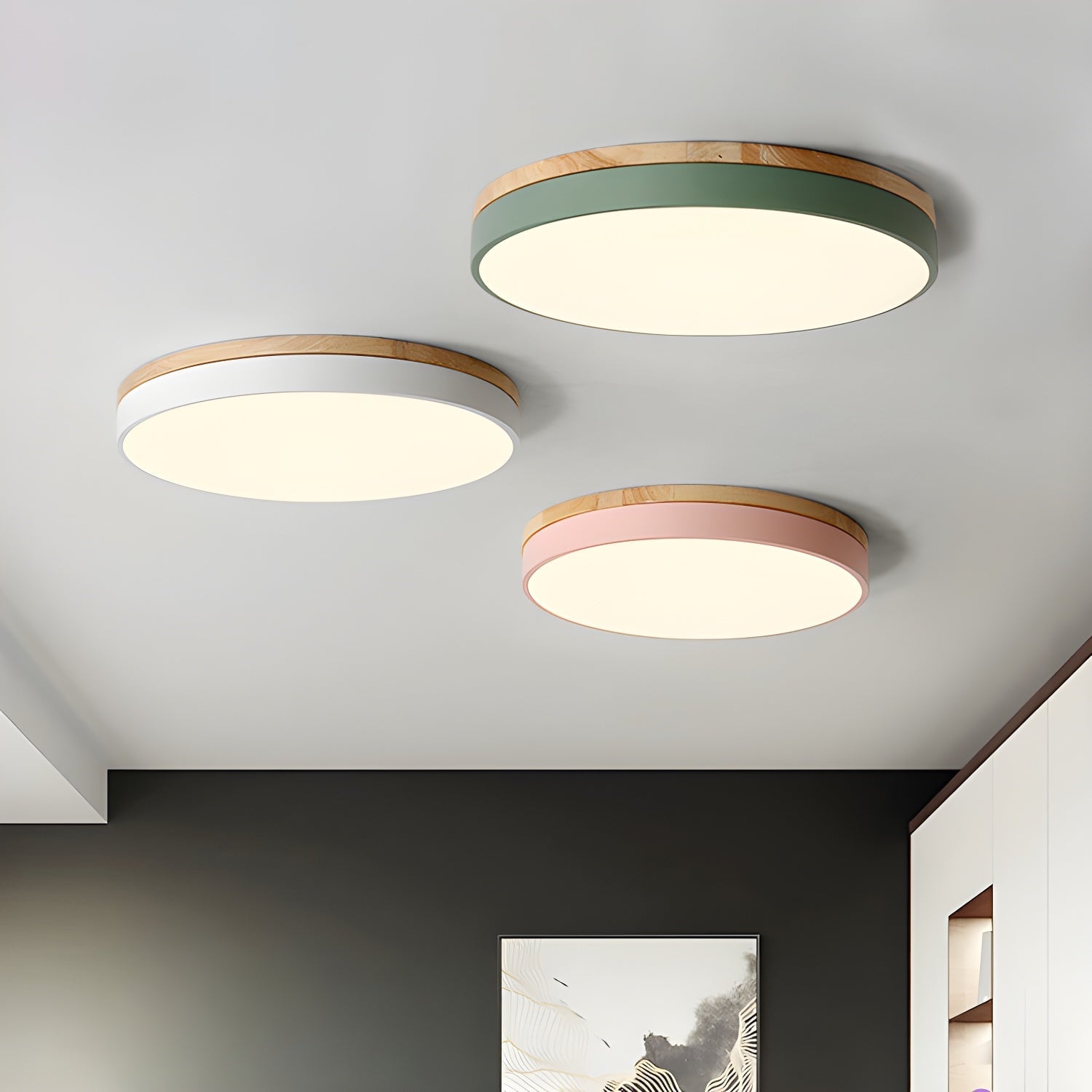 Zara Circular Wood Ceiling Lamp - Lumpaz