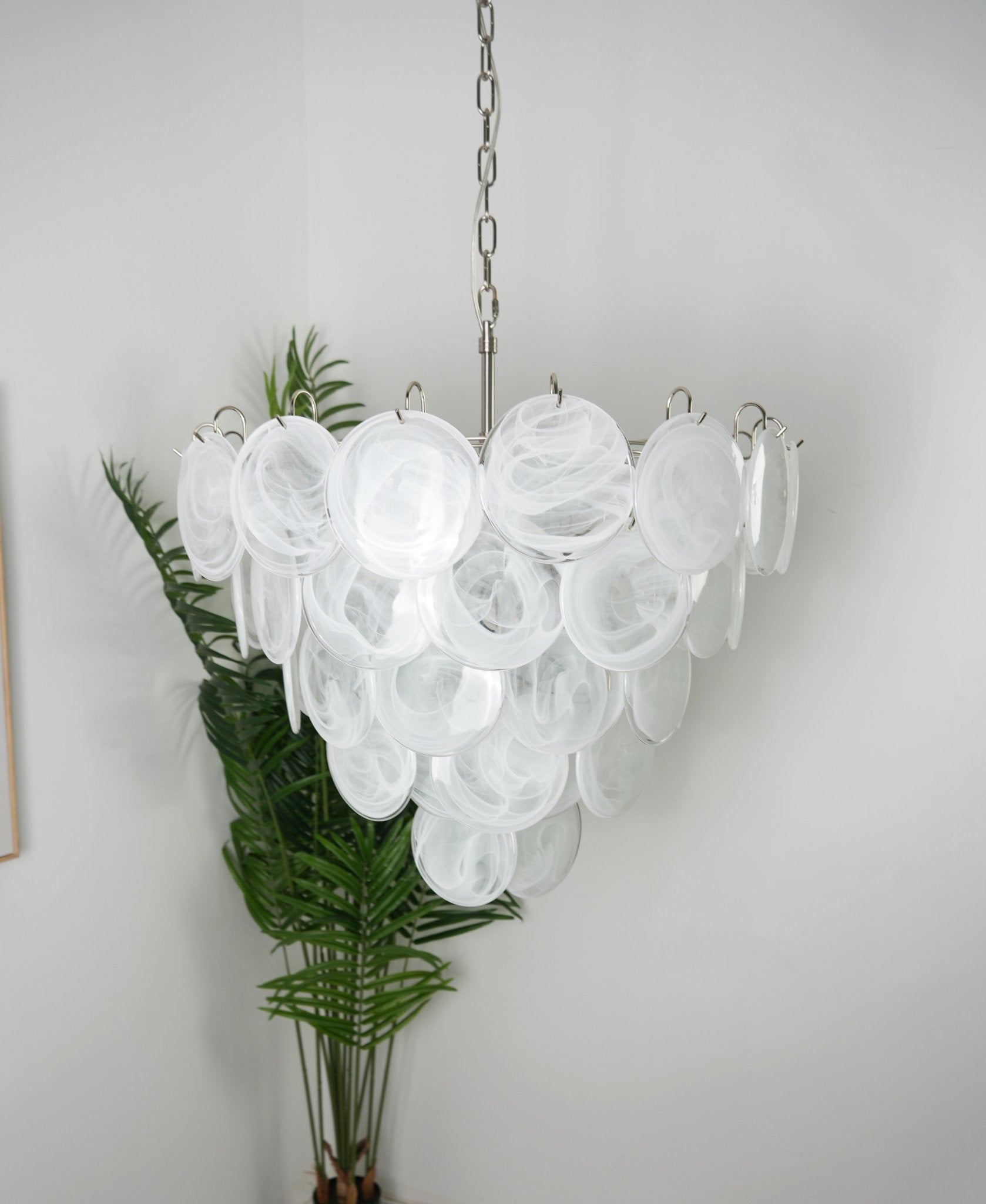 White Murano Disc Chandelier - Lumpaz