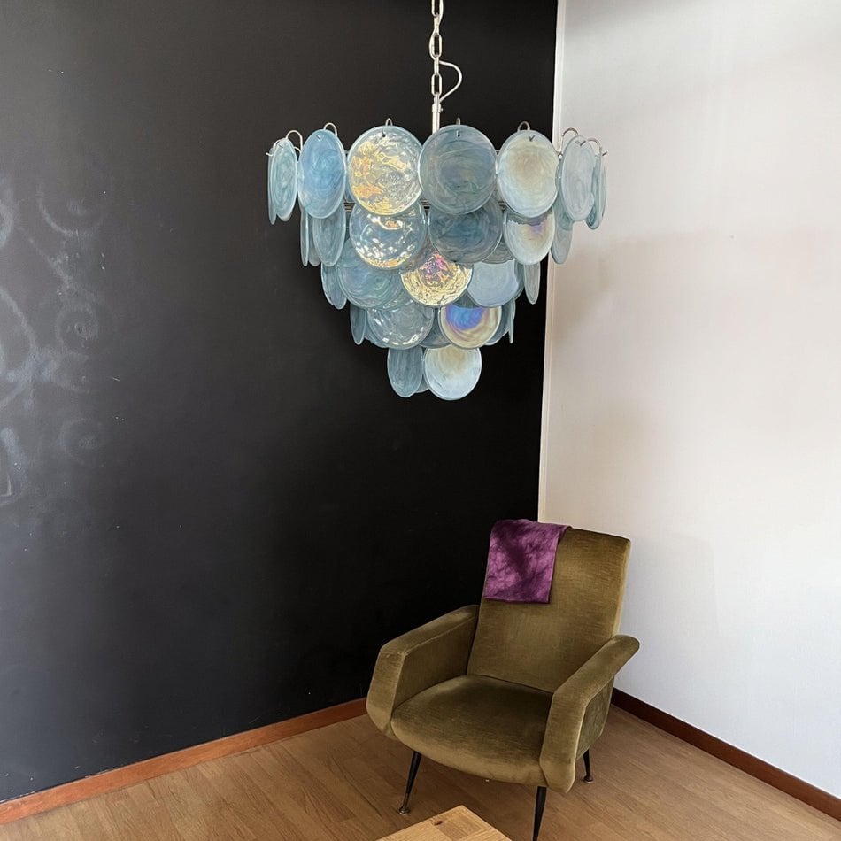 Blue Murano Disc Chandelier - Lumpaz