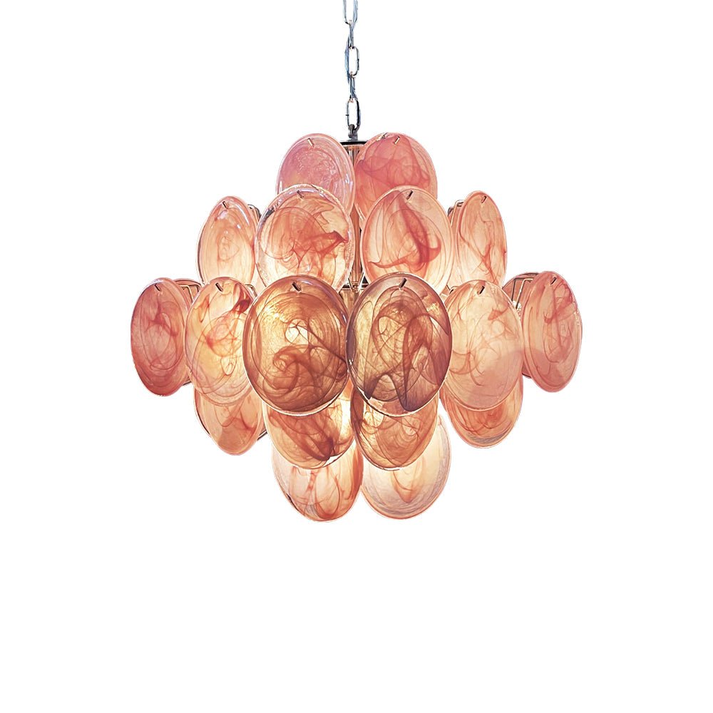 Murano Pink Disks Chandelier - Lumpaz