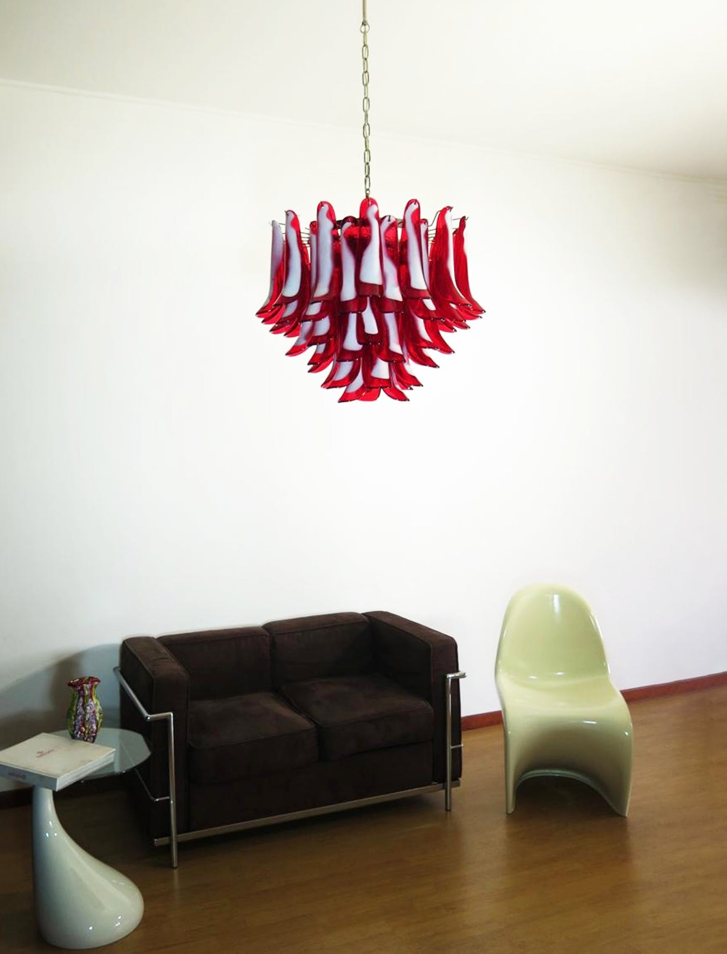 Red Glass Murano Petals Chandelier - Lumpaz