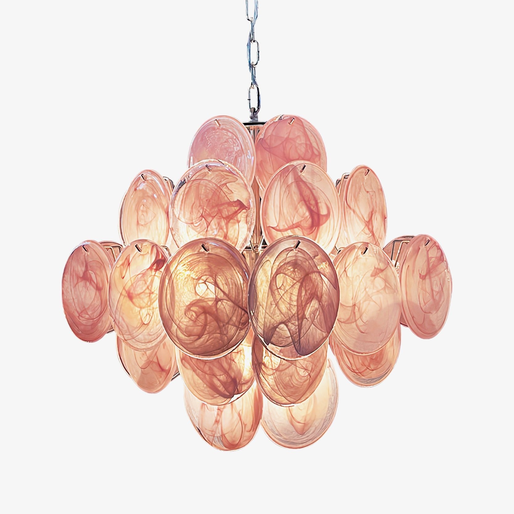 Murano Pink Disks Chandelier - Lumpaz