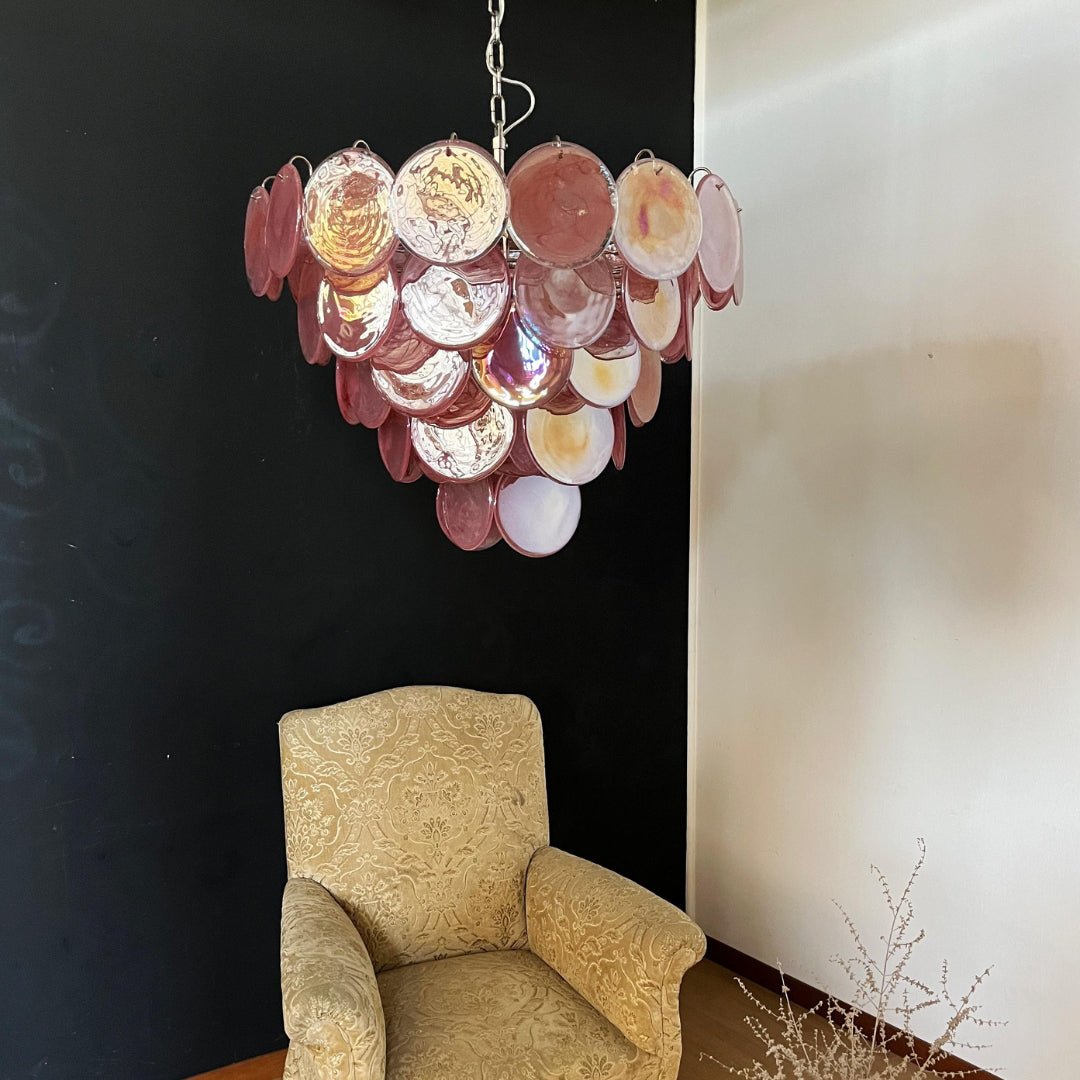 Pink Murano Disc Chandelier - Lumpaz