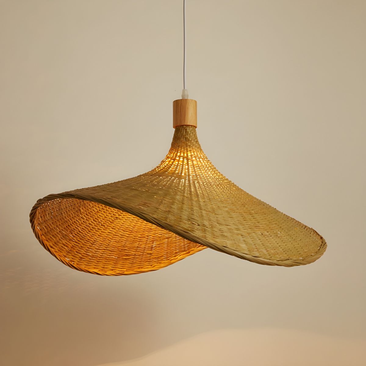 Rattan Weave Hat Pendant Light - Lumpaz