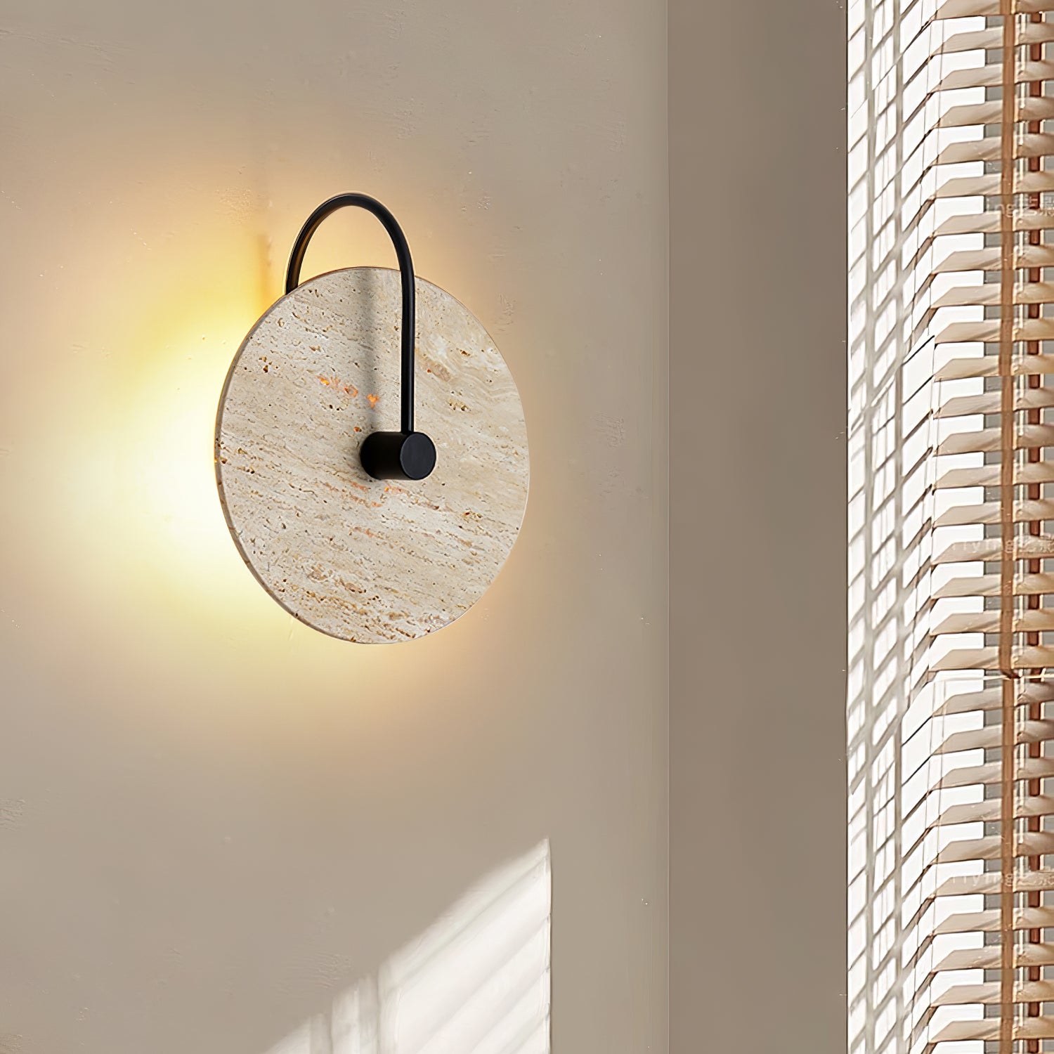 Round Travertine Wall Lamp - Lumpaz