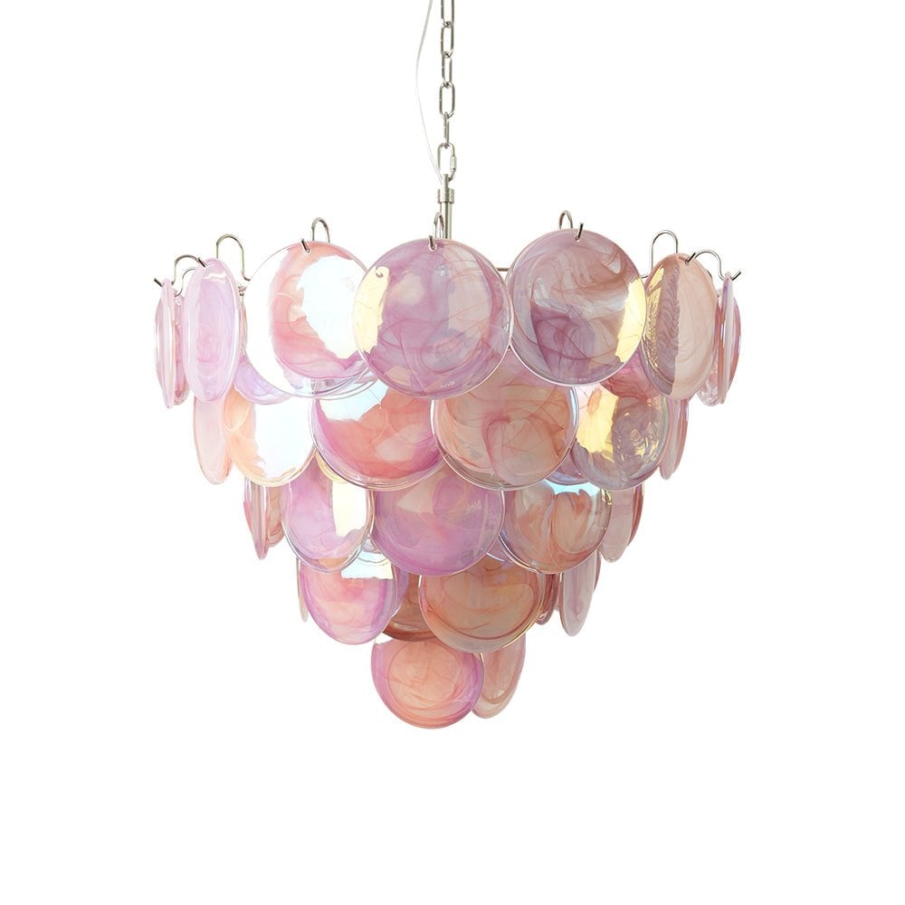 Pink Murano Disc Chandelier - Lumpaz
