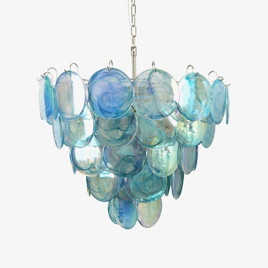 Blue Murano Disc Chandelier - Lumpaz