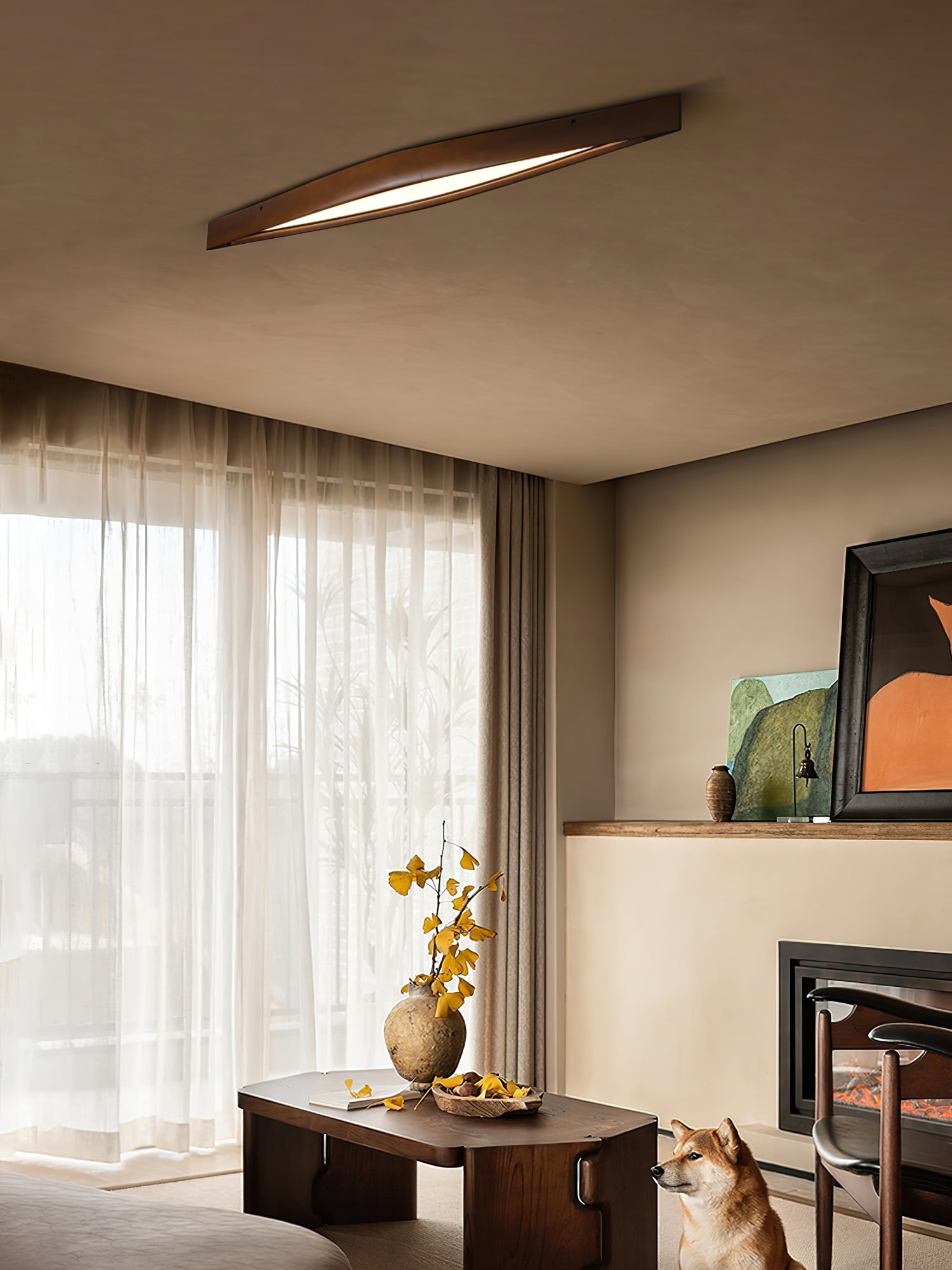 Horizon Linear Wood Ceiling Lamp - Lumpaz