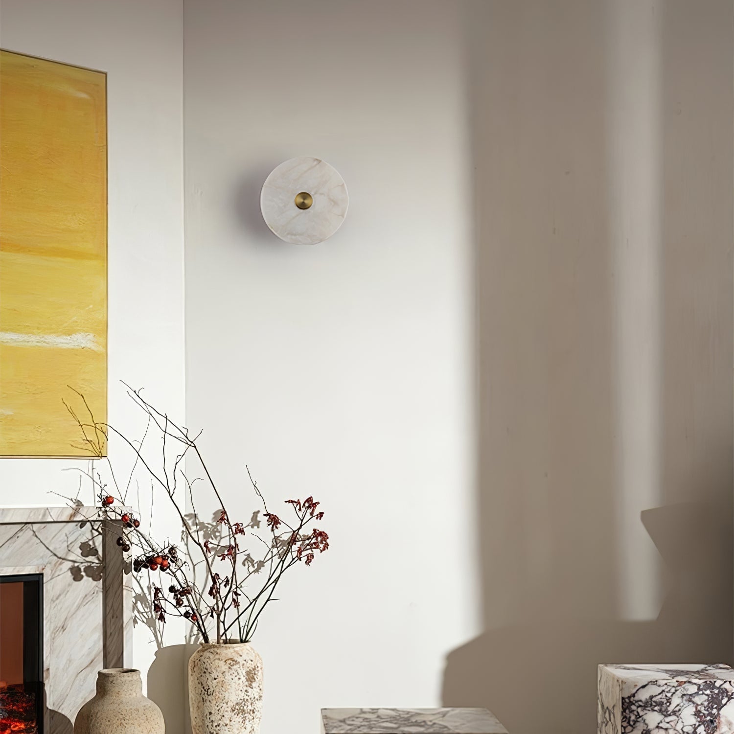 Disc Shaped Alabaster Wall Light - Lumpaz