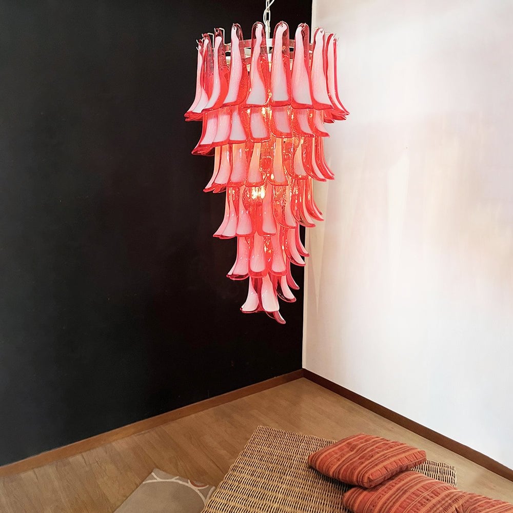 Murano Red Petals Spiral Chandelier - Lumpaz
