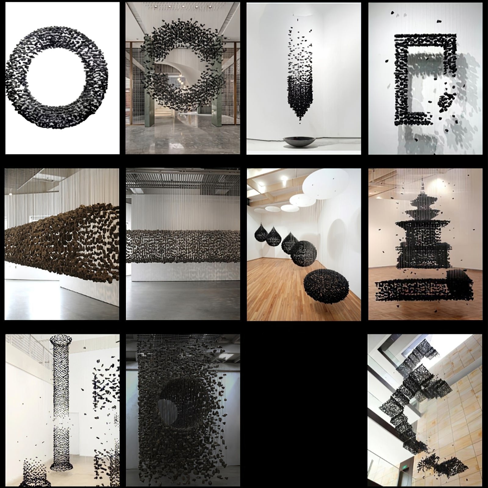 Charcoal Cascade Pixel Chandelier - Lumpaz