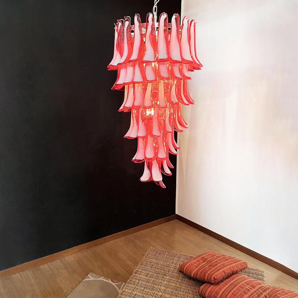 Murano Red Petals Spiral Chandelier - Lumpaz