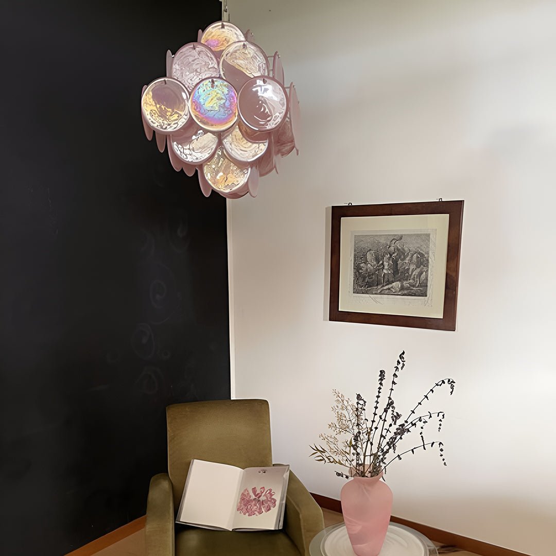 Murano Pink Disks Chandelier - Lumpaz
