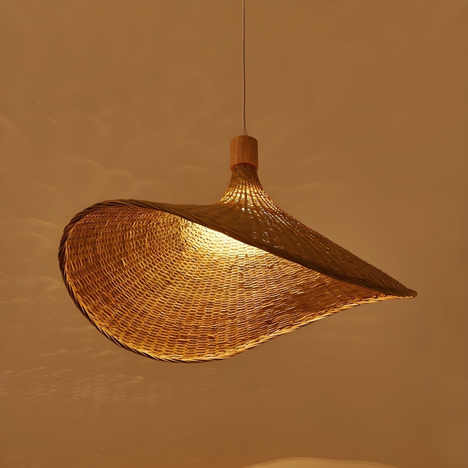Rattan Weave Hat Pendant Light - Lumpaz