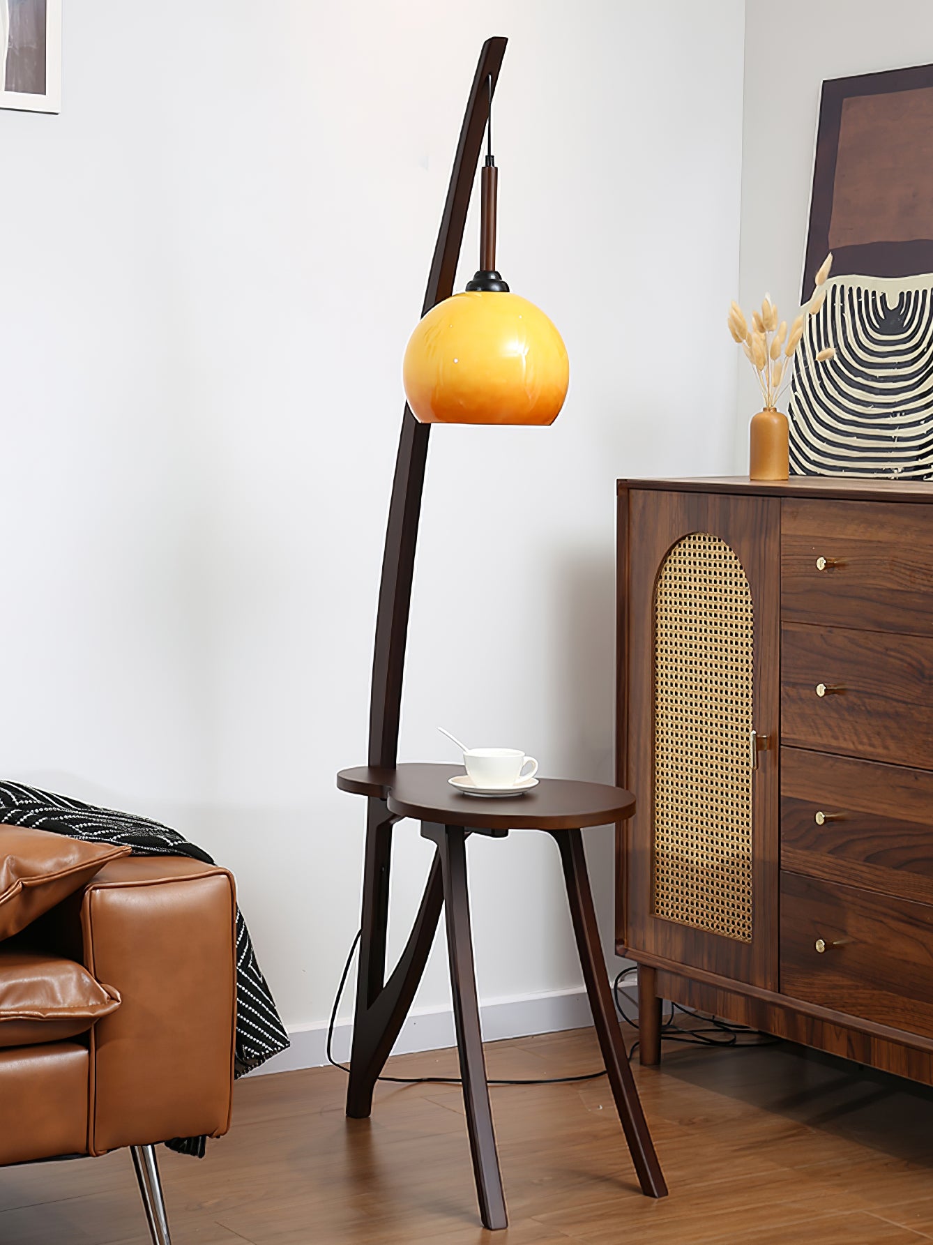 Arc Wood Hanging Floor Lamp - Lumpaz