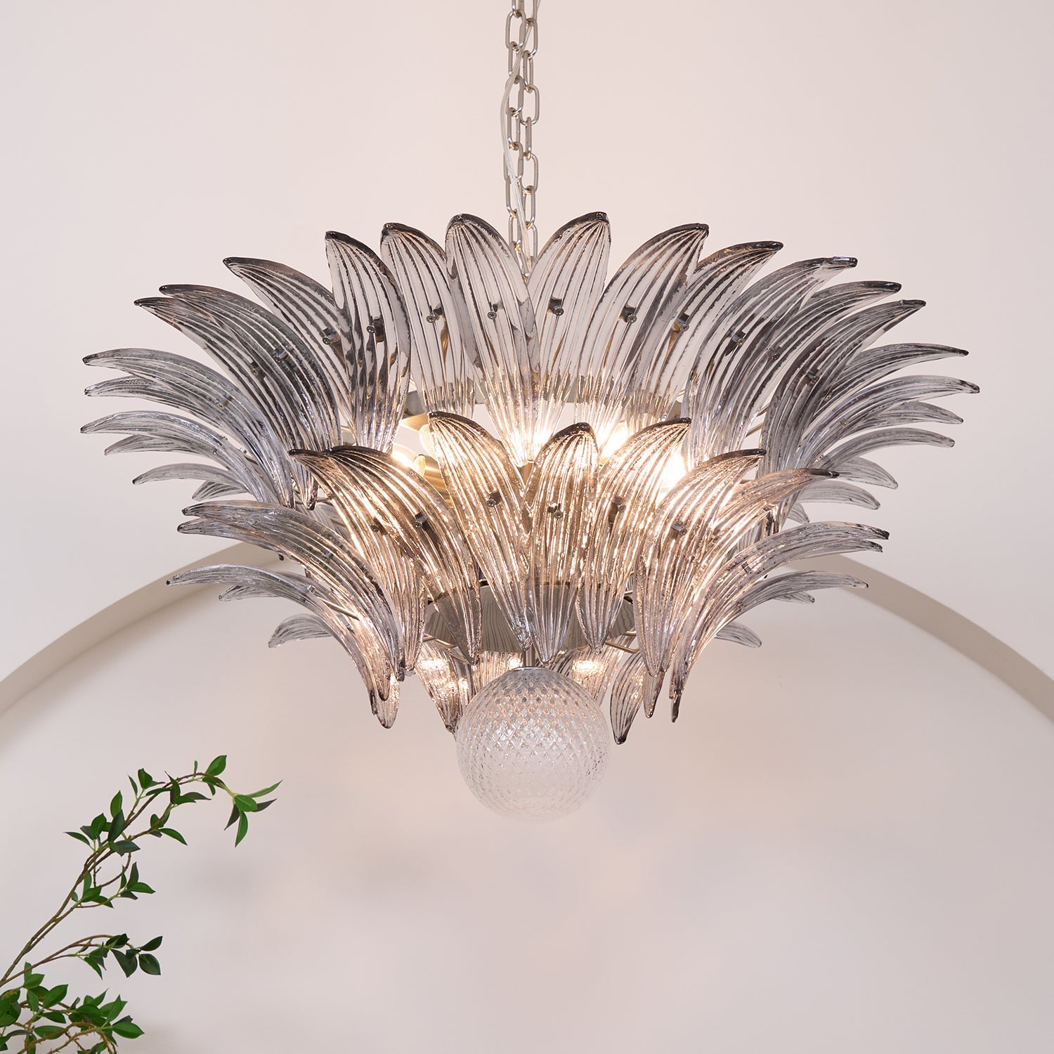 Murano Palmette Transparent Chandelier - Lumpaz