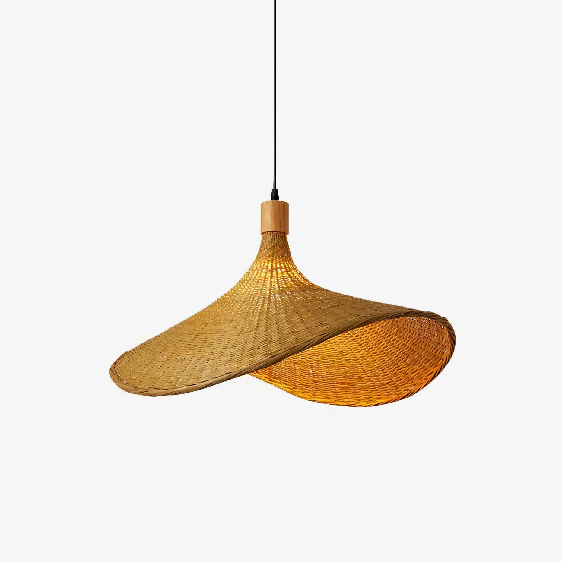 Rattan Weave Hat Pendant Light - Lumpaz